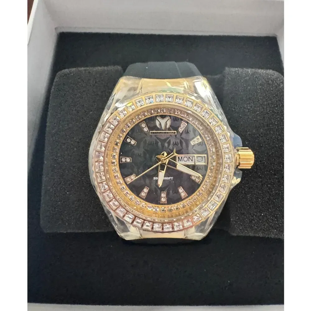 TechnoMarine Cruise TM-121175 Black Mother of Pearl Dial 40mm Watch NIB